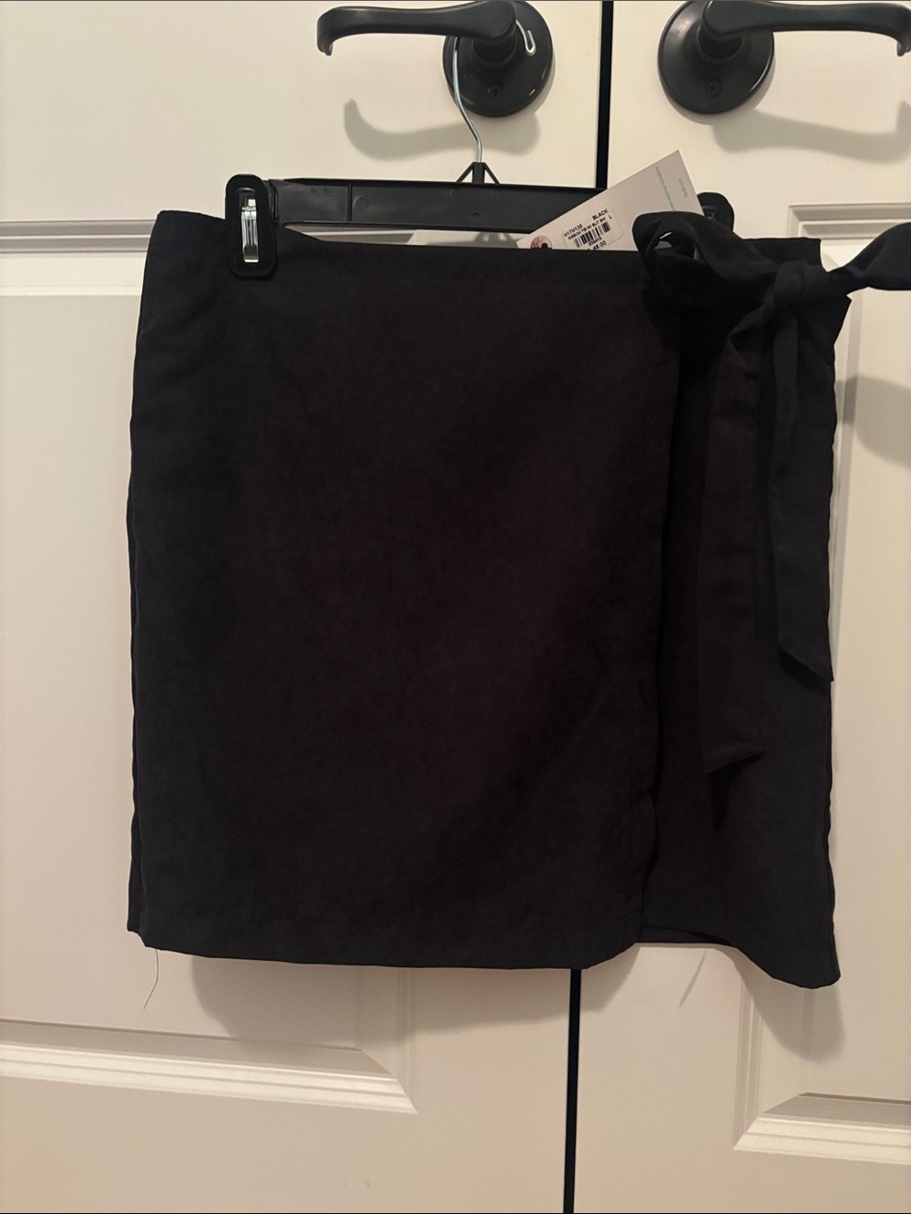 Black Wrap Mini Skirt with Side Tie